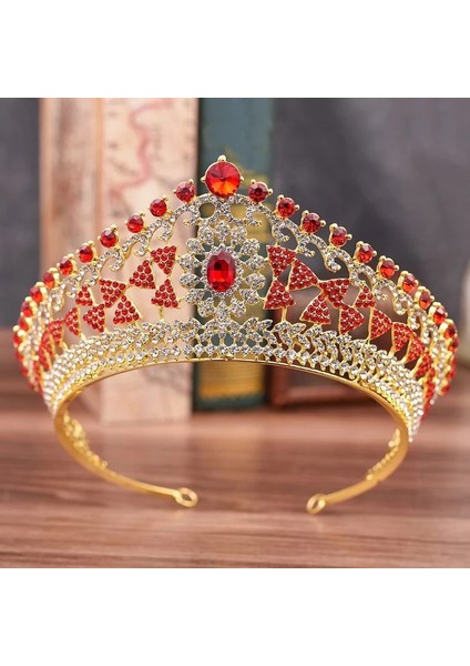 No.21 Boyutu Moda Barok Muhteşem Büyük Kırmızı Kristal Gelin Tiaras Düğün Taç Gelin Yarışması Için Saç Bantları Düğün Saç Aksesuarları (Yurt Dışından) fırsatları