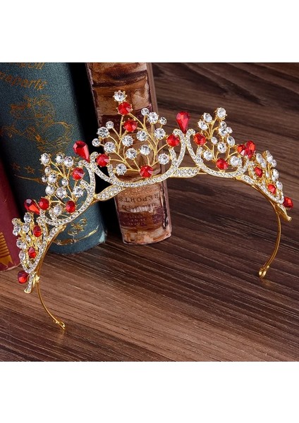 No.21 Boyutu Moda Barok Muhteşem Büyük Kırmızı Kristal Gelin Tiaras Düğün Taç Gelin Yarışması Için Saç Bantları Düğün Saç Aksesuarları (Yurt Dışından) indirimleri