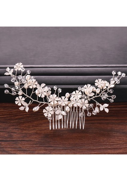 Açık Sarı Renk Rhinestone Gelin Saç Tarak Düğün Saç Aksesuarları Gelin Tiara Başlığı Inci Süsler Düğün Saç Tarak Kafa Takı (Yurt Dışından) indirimleri