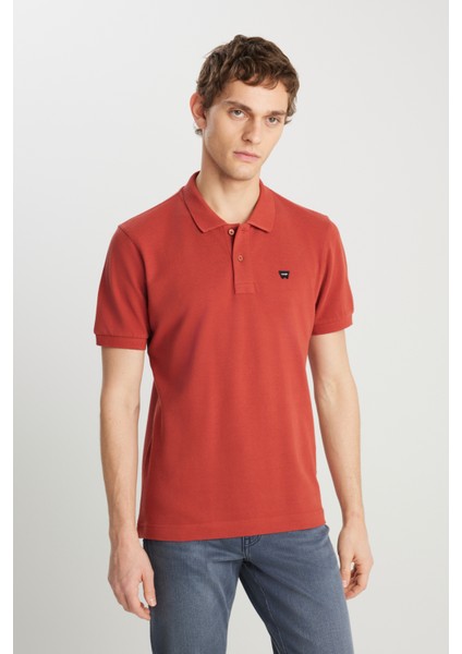 %100 Pamuk Regular Fit Normal Kesim Kiremit Rengi Polo Yaka Tişört fiyatları