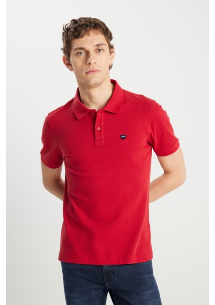 %100 Pamuk Regular Fit Normal Kesim Kırmızı Polo Yaka Tişört