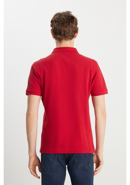%100 Pamuk Regular Fit Normal Kesim Kırmızı Polo Yaka Tişört