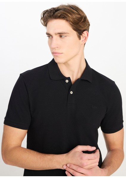 %100 Pamuk Regular Fit Normal Kesim Siyah Polo Yaka Tişört fırsatları