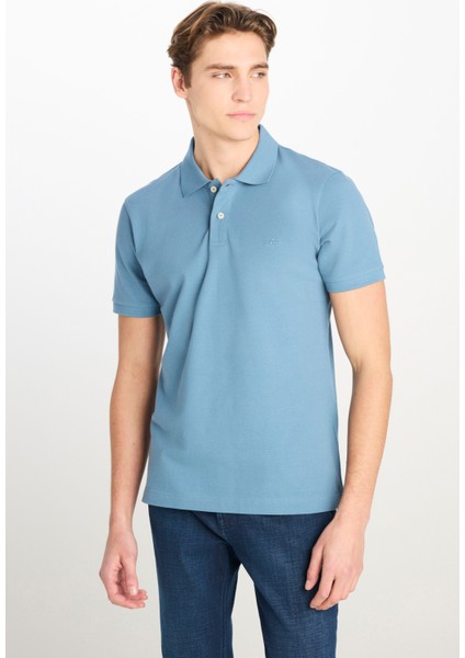 %100 Pamuk Regular Fit Normal Kesim Mavi Polo Yaka Tişört fiyatları