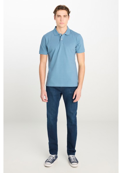 %100 Pamuk Regular Fit Normal Kesim Mavi Polo Yaka Tişört modelleri