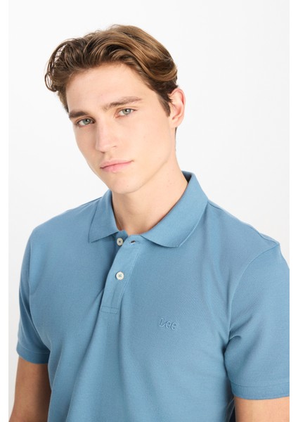 %100 Pamuk Regular Fit Normal Kesim Mavi Polo Yaka Tişört fırsatları