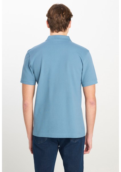%100 Pamuk Regular Fit Normal Kesim Mavi Polo Yaka Tişört indirimleri