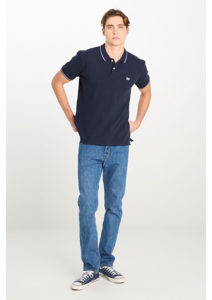Pamuk Regular Fit Normal Kesim Lacivert Polo Yaka Tişört