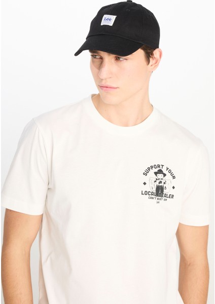 %100 Pamuk Regular Fit Normal Kesim Bisiklet Yaka Baskılı Ekru Tişört fırsatları