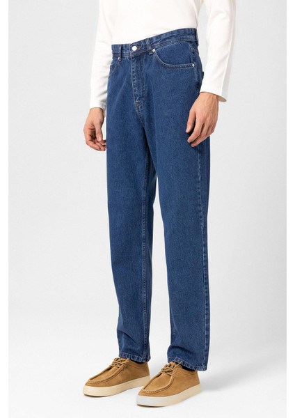 Açık Mavi Yüksek Bel Relaxed Fit Erkek Kot Pantolon