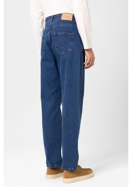 Açık Mavi Yüksek Bel Relaxed Fit Erkek Kot Pantolon