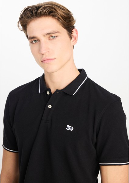 Pamuk Regular Fit Normal Kesim Siyah Polo Yaka Tişört
