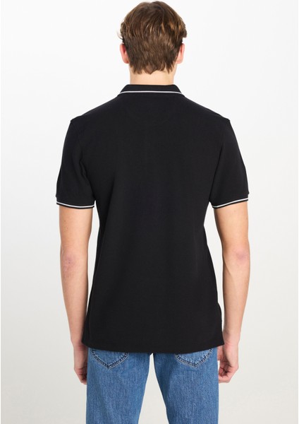 Pamuk Regular Fit Normal Kesim Siyah Polo Yaka Tişört
