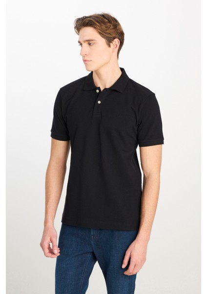 %100 Pamuk Regular Fit Normal Kesim Siyah Polo Yaka Tişört fiyatları