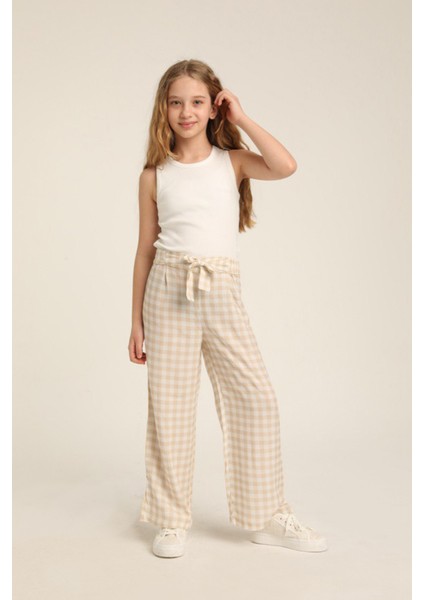 Diyohen Bej Ekoseli Kız Çocuk Pantolon fırsatları