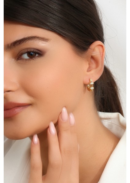 Kadın 925 Ayar Gümüş Zirkon Taşlı Küpe