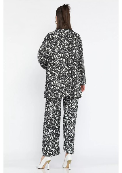 Kadın Desenli Kimono Pantolon Ikili Takım modelleri