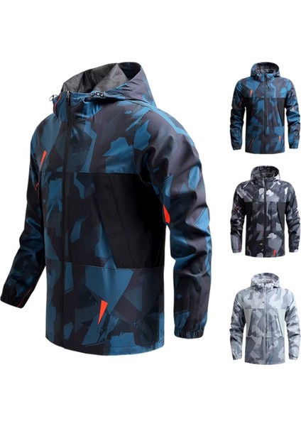 Erkek Su ve Rüzgar Geçirmez Göğüs Fermuar Gizli Cep Spor Yağmurluk fiyatları