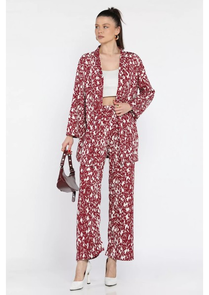 Kadın Desenli Kimono Pantolon Ikili Takım