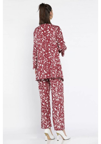 Kadın Desenli Kimono Pantolon Ikili Takım