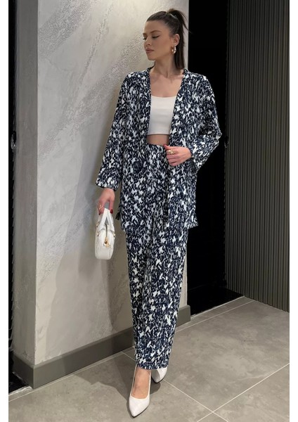 Kadın Desenli Kimono Pantolon Ikili Takım fiyatları