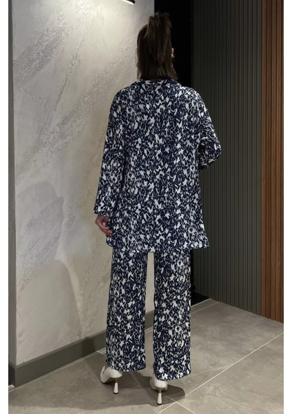 Kadın Desenli Kimono Pantolon Ikili Takım modelleri