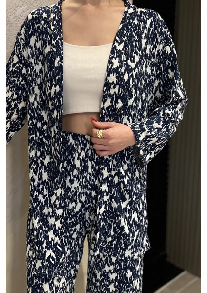 Kadın Desenli Kimono Pantolon Ikili Takım fırsatları