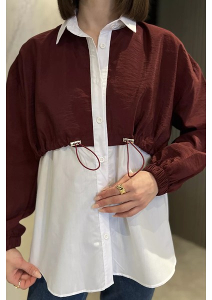 Bel Büzgülü Kadın Paraşüt Garnili Gömlek P-00015573 fırsatları