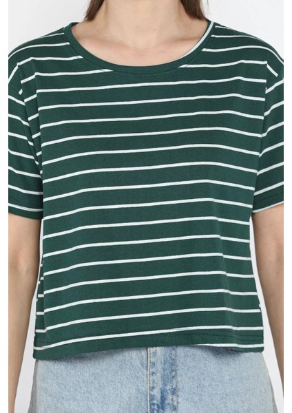 Bisiklet Yaka Çizgili Kadın Tişört modelleri