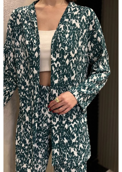 Kadın Desenli Kimono Pantolon Ikili Takım fırsatları
