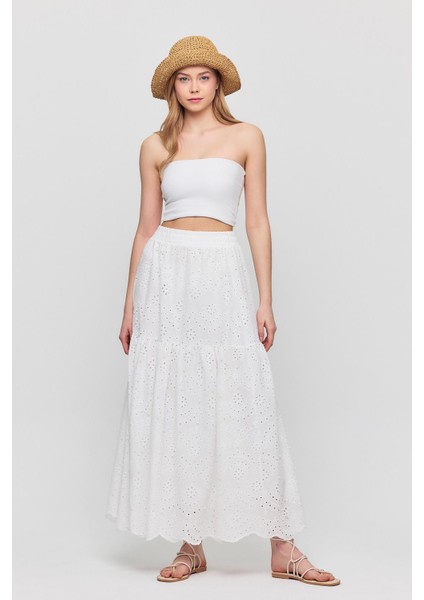 4422A Bel Lastilli Etek Beyaz