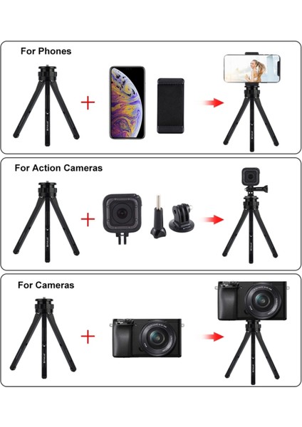 Ayarlanabilir Alüminyum Alaşımlı Mini Üçayak - Telefon, Kamera, Aksiyon Kamerası (Yurt Dışından) indirimleri