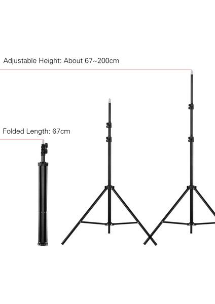 Ayarlanabilir Metal Işık Sehpası - 2 Metreye Kadar Yükseklik, 1/4 Vida, LED Video ve Şemsiye Halkası Uyumlu (Yurt Dışından) fiyatları