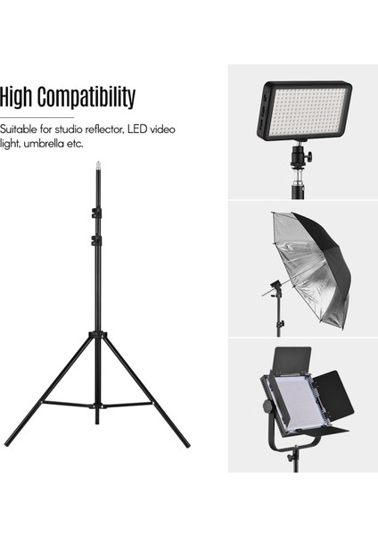 Ayarlanabilir Metal Işık Sehpası - 2 Metreye Kadar Yükseklik, 1/4 Vida, LED Video ve Şemsiye Halkası Uyumlu (Yurt Dışından) fırsatları