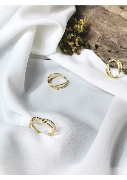 Kadın Gold Renk Minimal Kalp Model Zirkon Taşlı Ayarlanabilir Yüzük modelleri