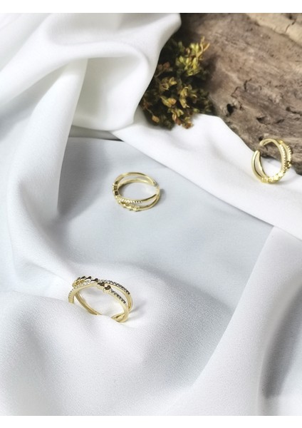 Kadın Gold Renk Minimal Kalp Model Zirkon Taşlı Ayarlanabilir Yüzük fırsatları