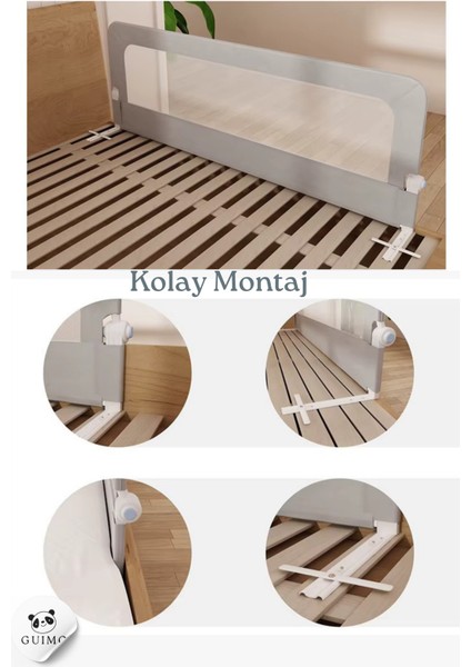 150 Cm Bebek Çocuk Güvenlik Yatak Bariyeri Katlanabilir Baza Korkuluğu Gri Bed Rail For Baby