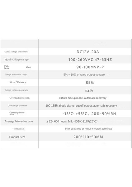 12V Güç Trafosu 12V Anahtarlama Güç Kaynağı 240W 20A Dc Işık Çubuğu Sürücü Güç Adaptörü (Yurt Dışından)