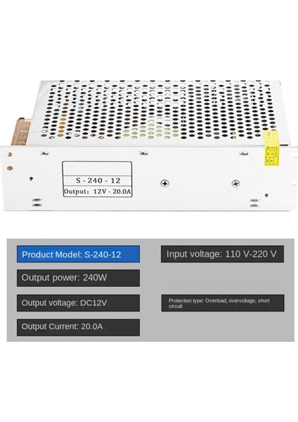 12V Güç Trafosu 12V Anahtarlama Güç Kaynağı 240W 20A Dc Işık Çubuğu Sürücü Güç Adaptörü (Yurt Dışından)