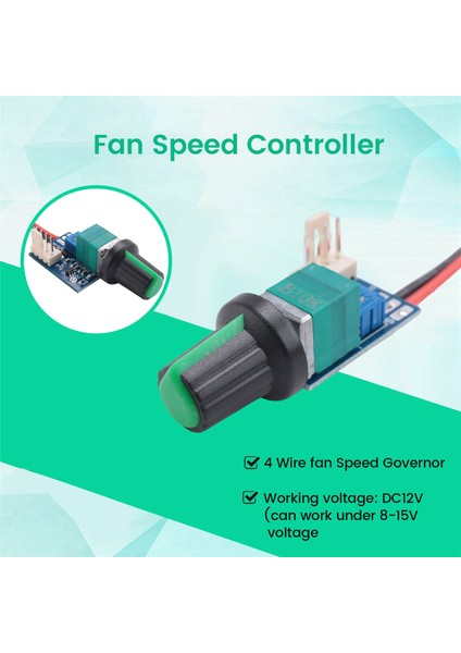 Dc 12V Ayarlanabilir 0%-100% Pwm Fan Hız Kontrol Cihazı Düğme Anahtarlı 4 Kablolu Fan Hız Regülatörü Gürültü Azaltma (Yurt Dışından)