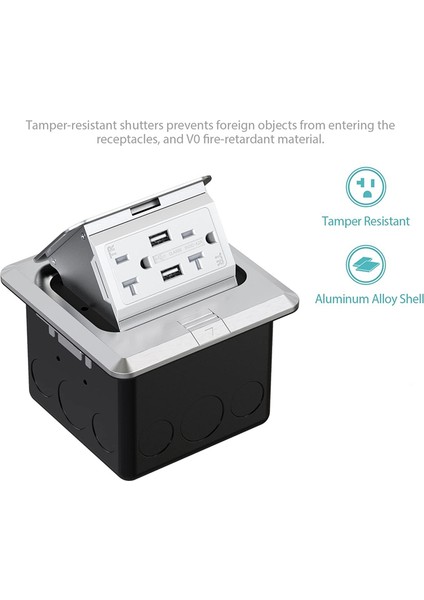 Açılır Zemin Prizi Kapakları Kutusu 20 Amp Paslanmaz Çelik Gfcı Tamper/hava Koşullarına Dayanıklı Priz Çıkışı 110V AFişi (Yurt Dışından)