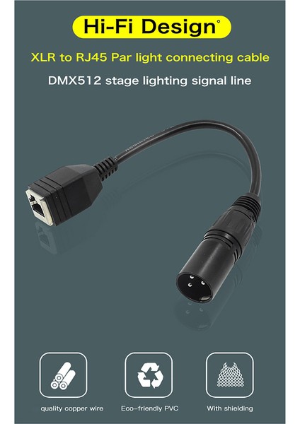Adaptör Dönüştürücü Dmx Kablo Uzatma Kablosu Xlr 3 Pin - RJ45 Ağ Konektörü (Erkek) (Yurt Dışından)