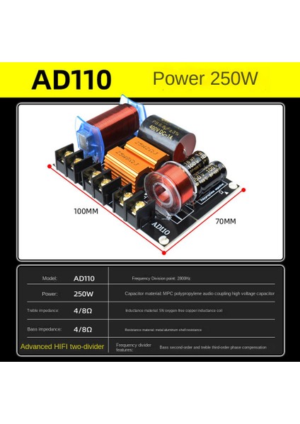 250W Ses Frekans Bölücü Iki Yönlü Hifi Hoparlör Crossover Sahne Performansı Yüksek Güç Frekans Bölücü (Yurt Dışından) fiyatları