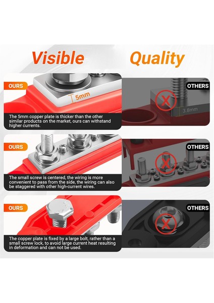 Güç Dağıtım Bloğu, 12V 300A Veriyolu Ası, 3/8 Inç Saplama Terminal Şeridi, 12-48V Ağır Hizmet Terminal Bloğu (Yurt Dışından) modelleri