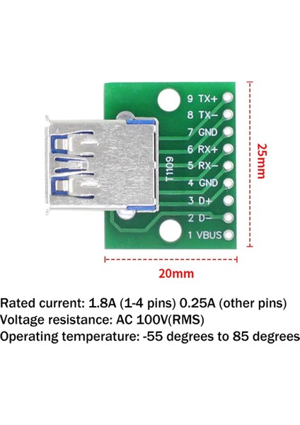 USB 3.0 Dişi Dip Pin Test Kartı USB 3.0 Dip Güç Adaptörü Devre Kartı Modülü USB 3.0 Adaptör Panosu Dönüştürücü (Yurt Dışından)