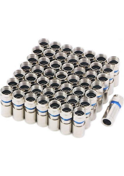 Sıkıştırma Rg6 F Konnektör Koaksiyel Koaksiyel Adaptör Fişi Uydu ve Kablo Tv Için (50 Paket) (Yurt Dışından)