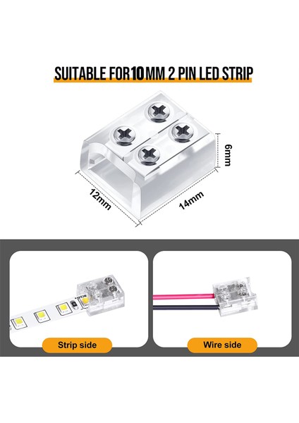 Pin 10 mm Lehimsiz LED Bant Işık Konektörü Tel Terminal Bloğu 5V 12V 24V Tek Renkli LED Şerit Işıklar, 30 Adet (Yurt Dışından)