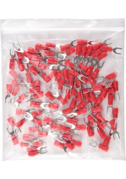 100 Adet 4mm Çatal Awg 22-16 Ön Izoleli Terminal Kablo Pabucu (Yurt Dışından)