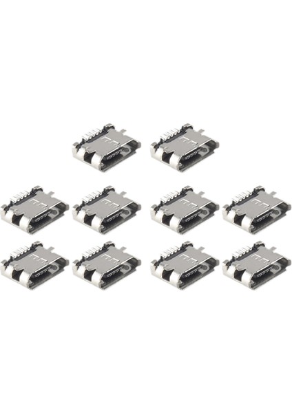 10 Adet Yedek Parça B Tipi Mikro USB Dişi Jack Konnektör Port Soketi (Yurt Dışından)