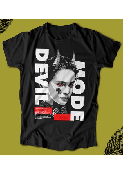'devil Mode‘ Baskılı 'regular-Fit' Unisex Tişört